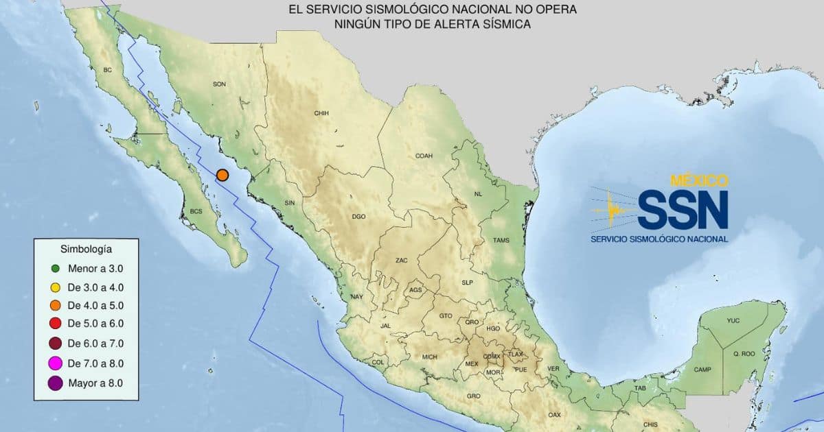 Mapa del Sismo ocurrido en Sonora