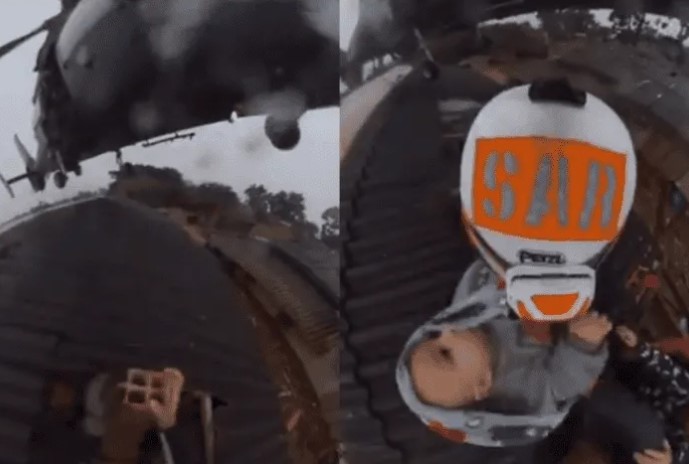 Rescate de bebé con helicóptero