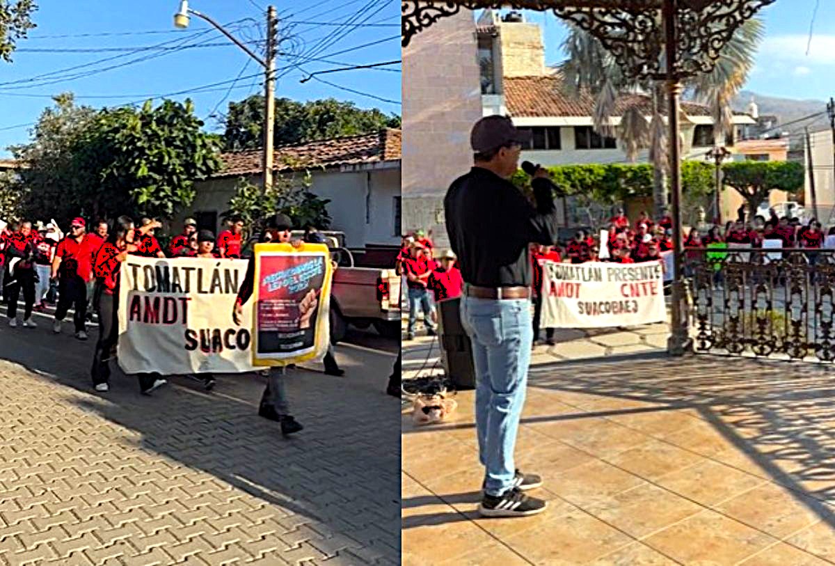 Protesta contra la reforma al ISSSTE en Tomatlán