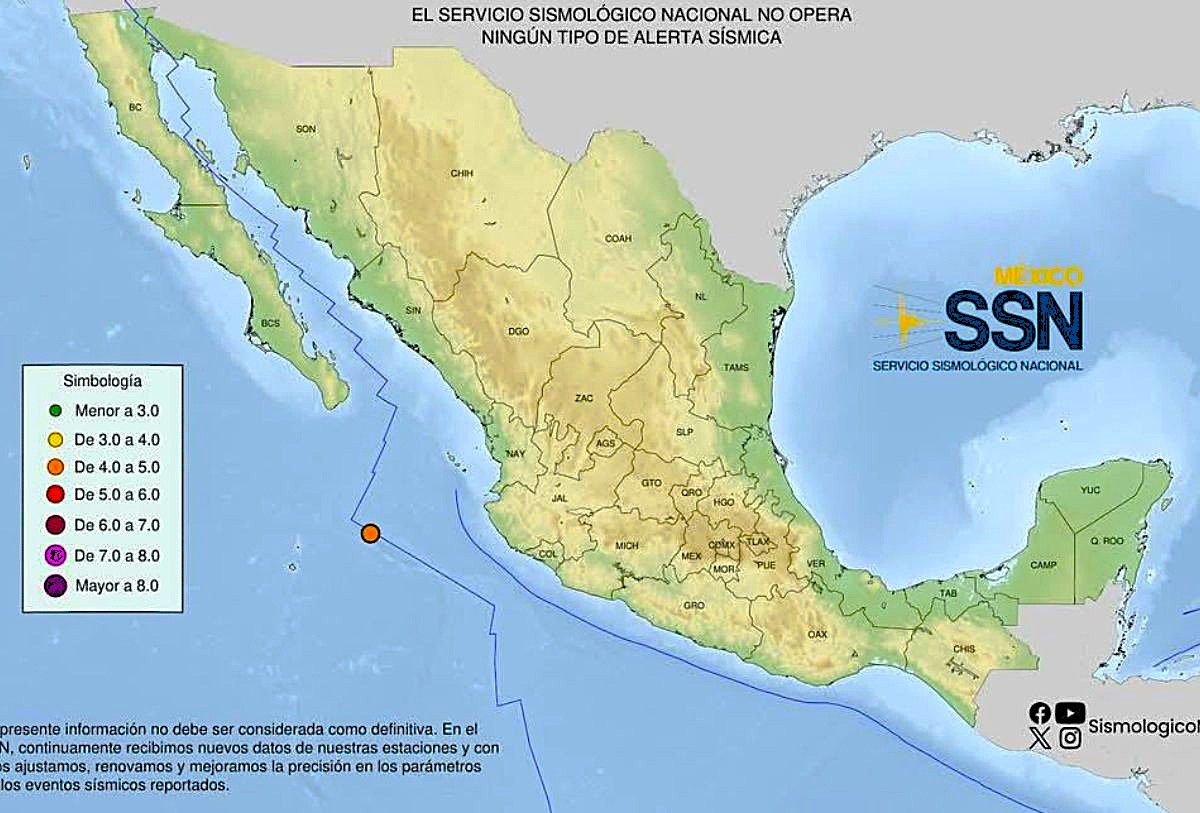 Mapa de sismos en Puerto Vallarta