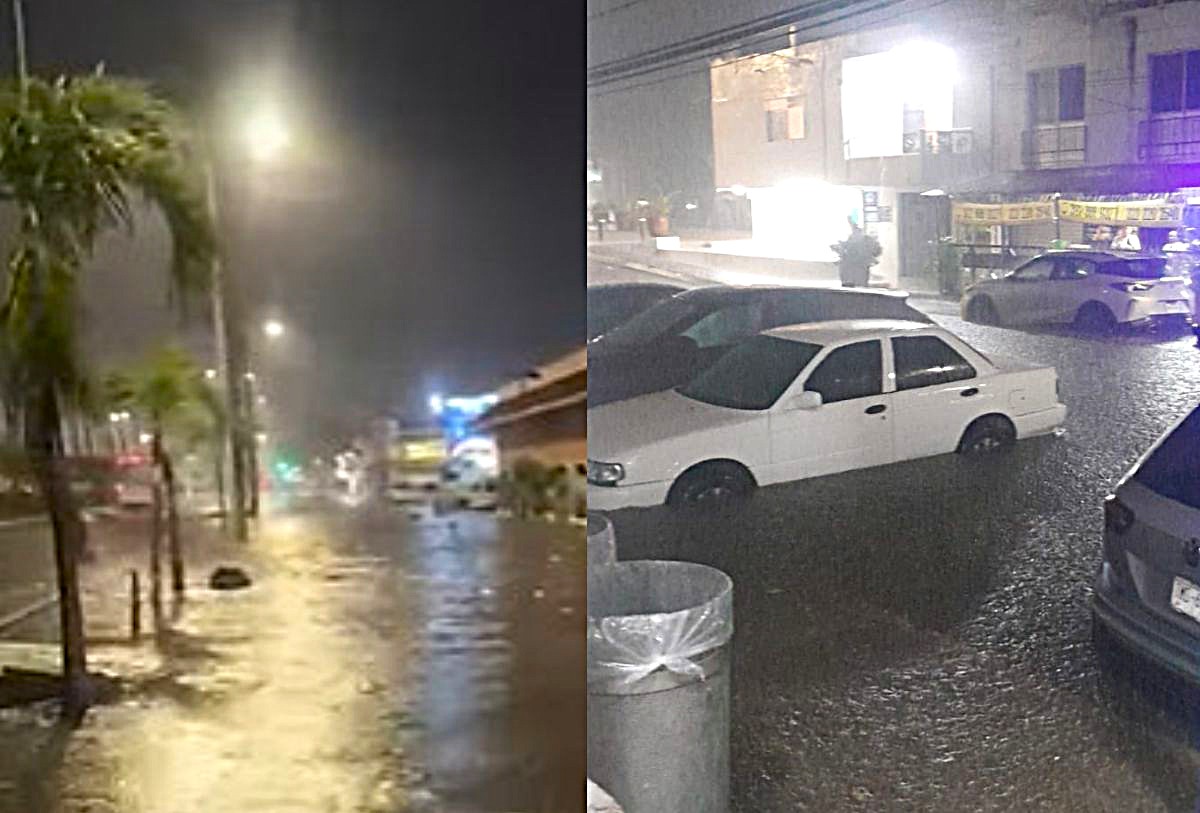 Inundación en comercios de Puerto Vallarta tras tormenta