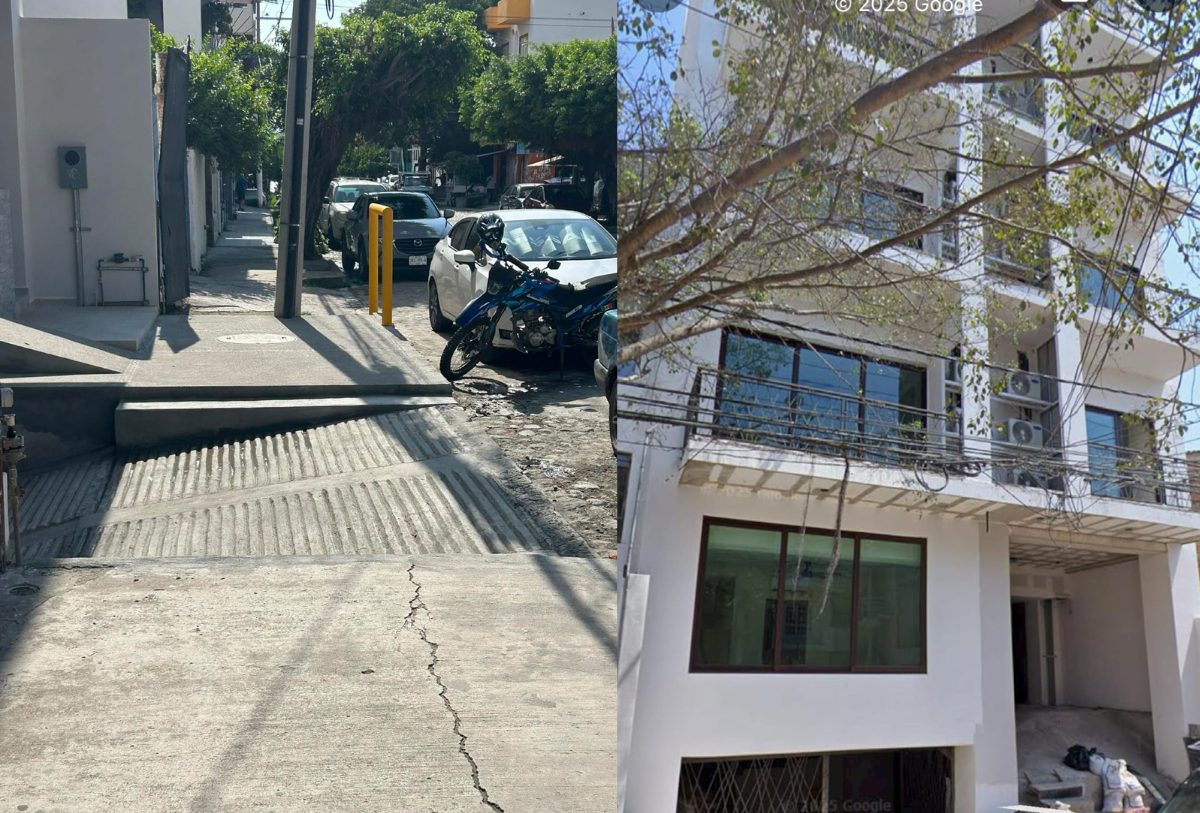 obra quita banqueta para colocar una rampa vehicular en puerto vallarta
