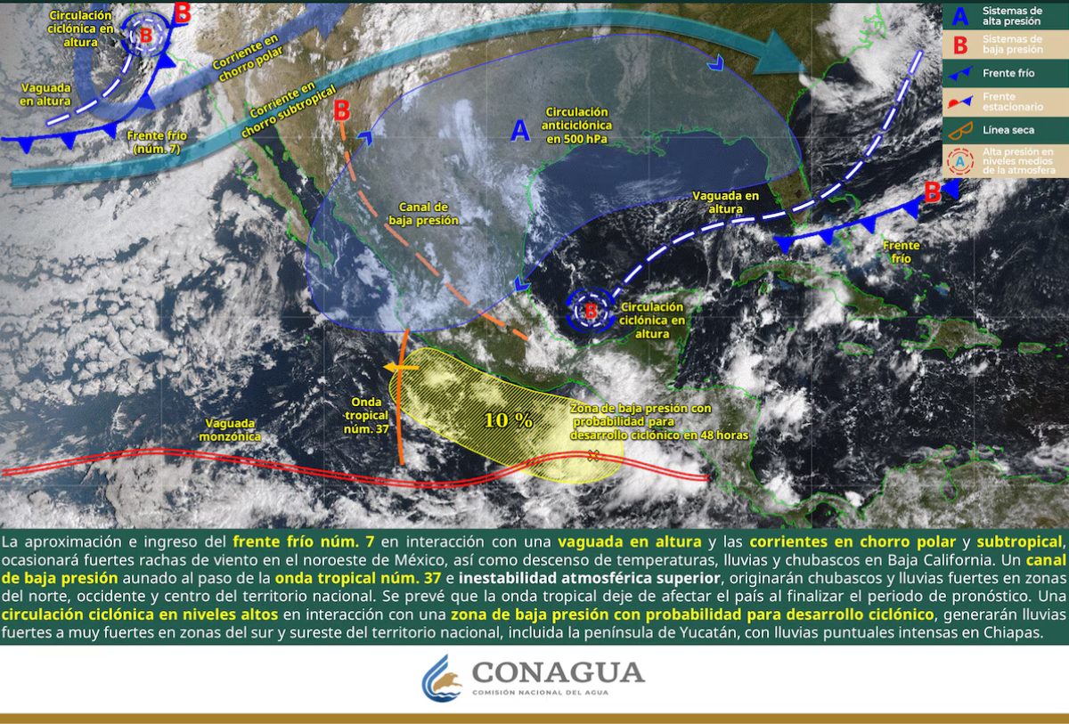 MAPA DE FRENTE FRÍO EN MÉXICO