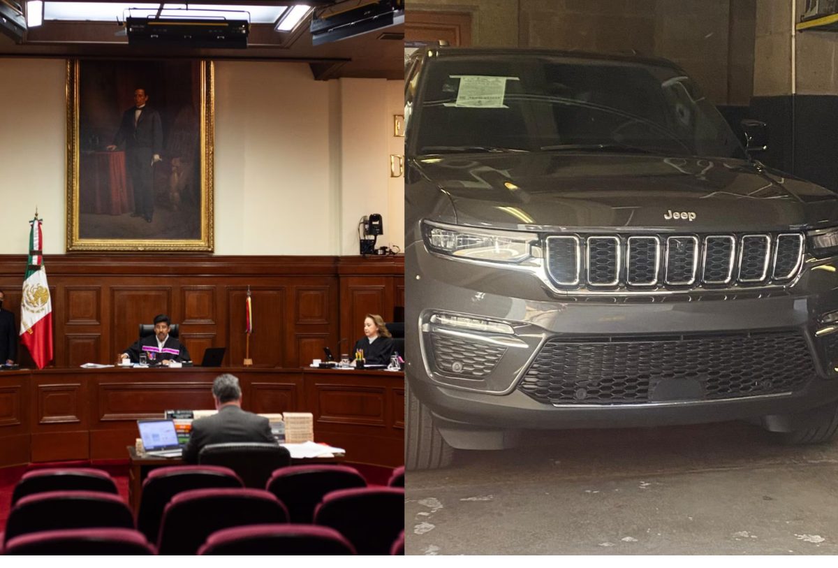 foto de los minitros de la suprema corte y una camioneta blindada