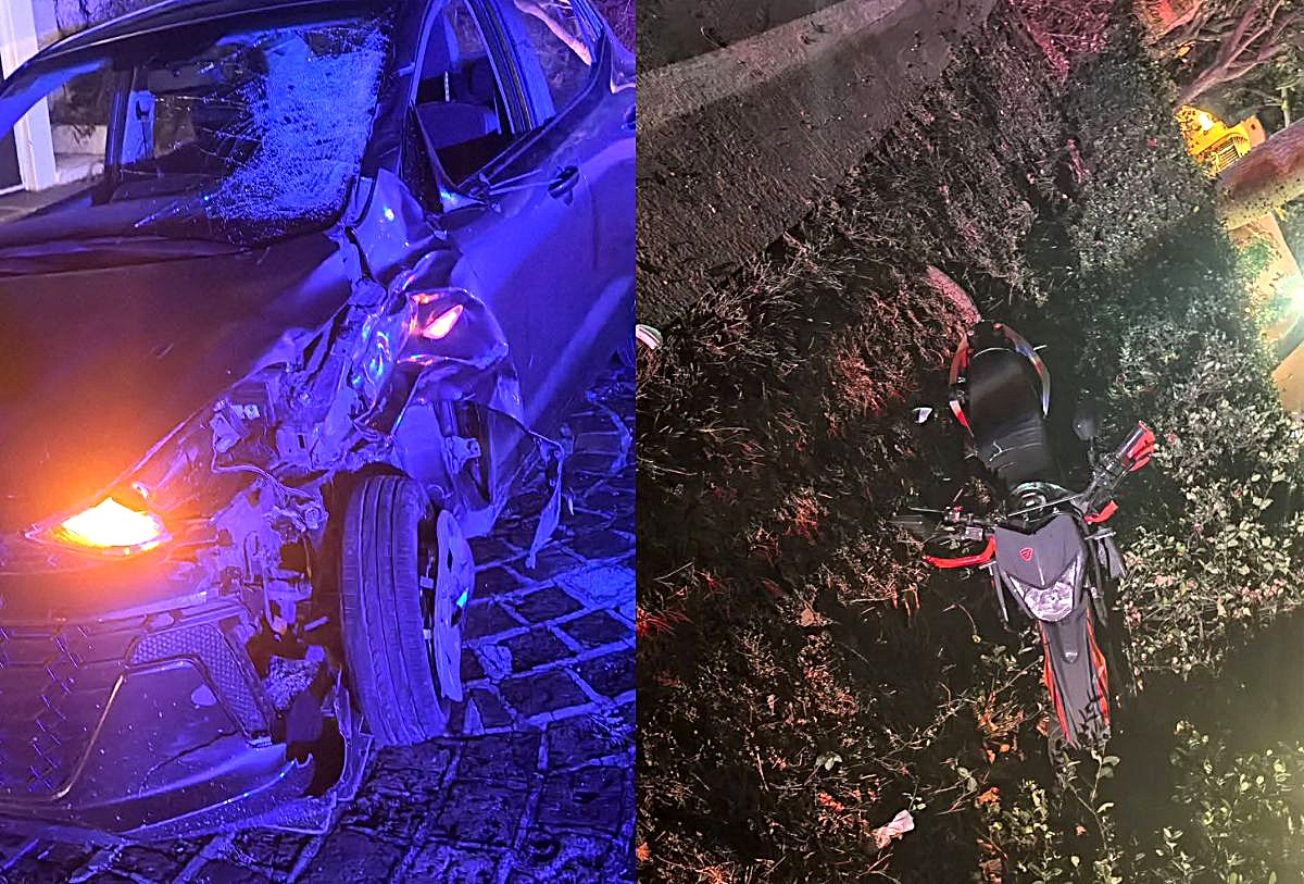 Coche choca contra motociclista en Conchas Chinas, al sur de Puerto Vallarta