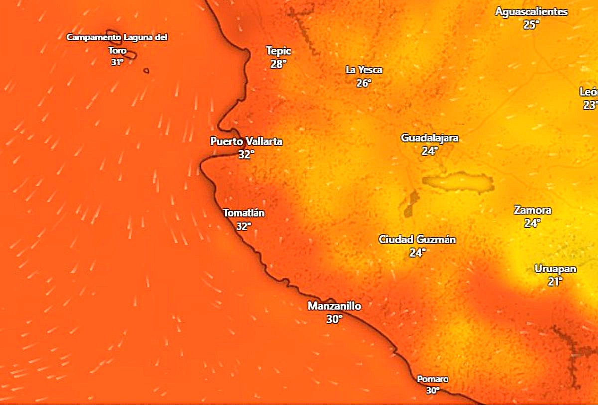 Mapa de calor y altas temperaturas en Jalisco