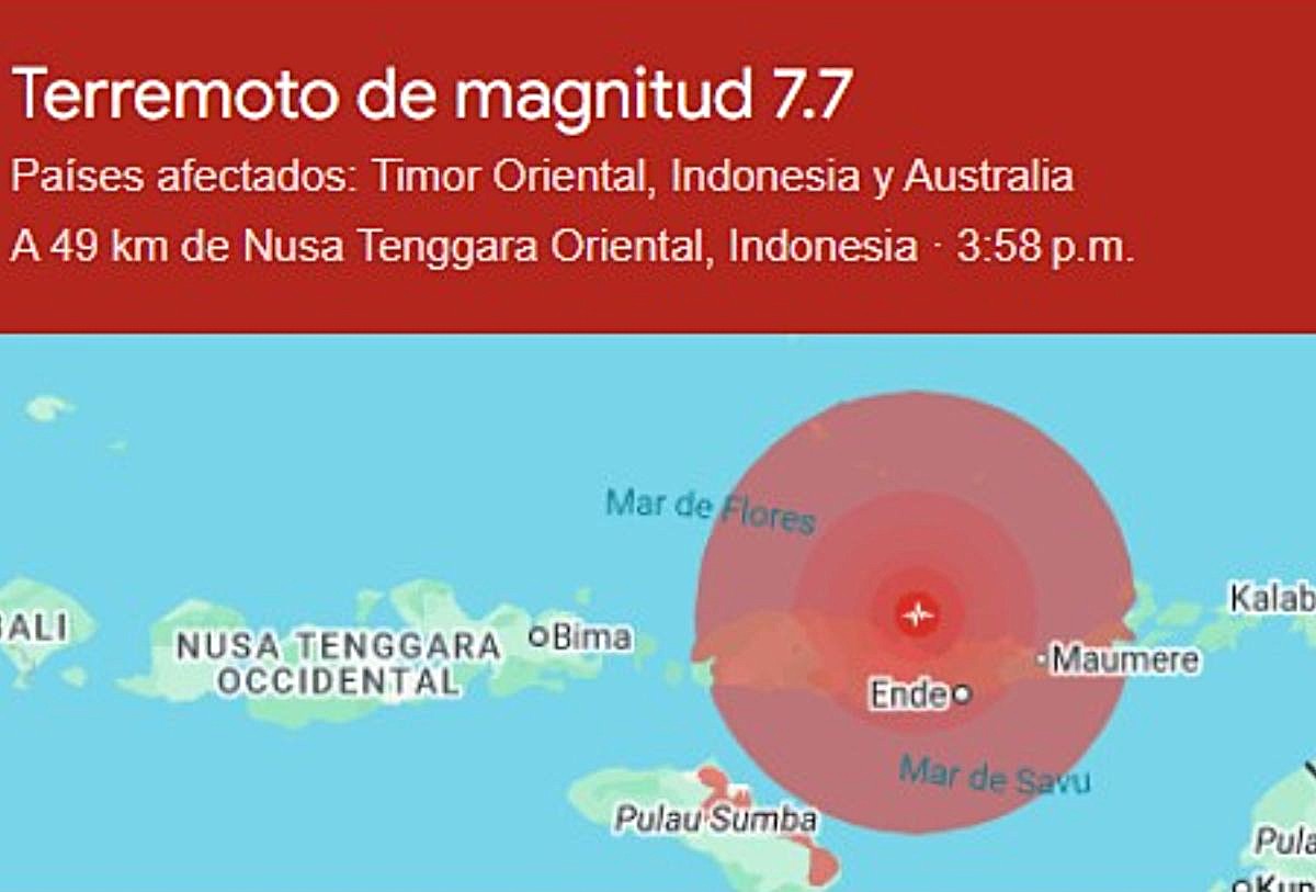 Mapa del terremoto en Indonesia 2026