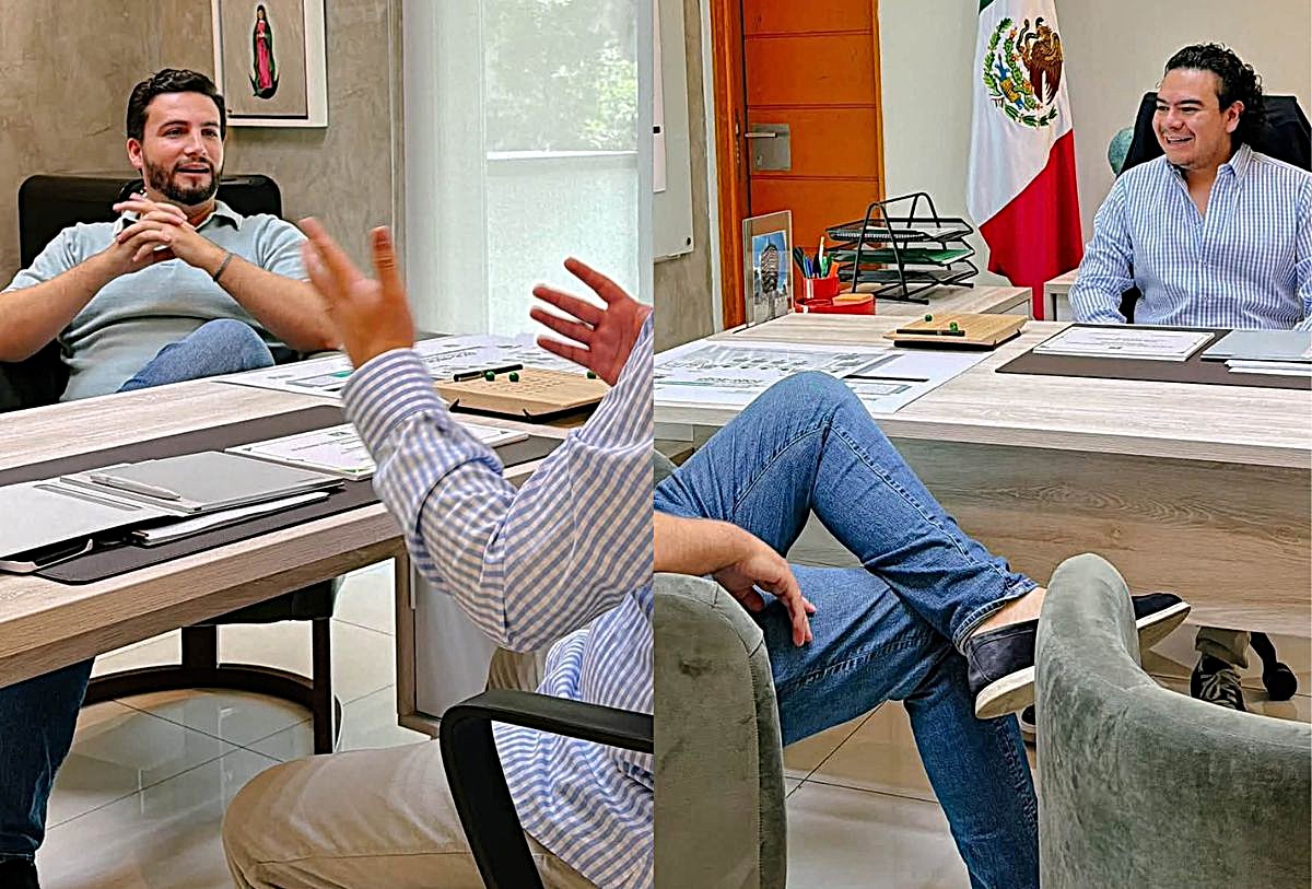 Luis Munguía con el dirigente del PVEM en Jalisco, José Antonio Sánchez