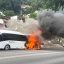 Incendio de autobús en el Libramiento de Puerto Vallarta