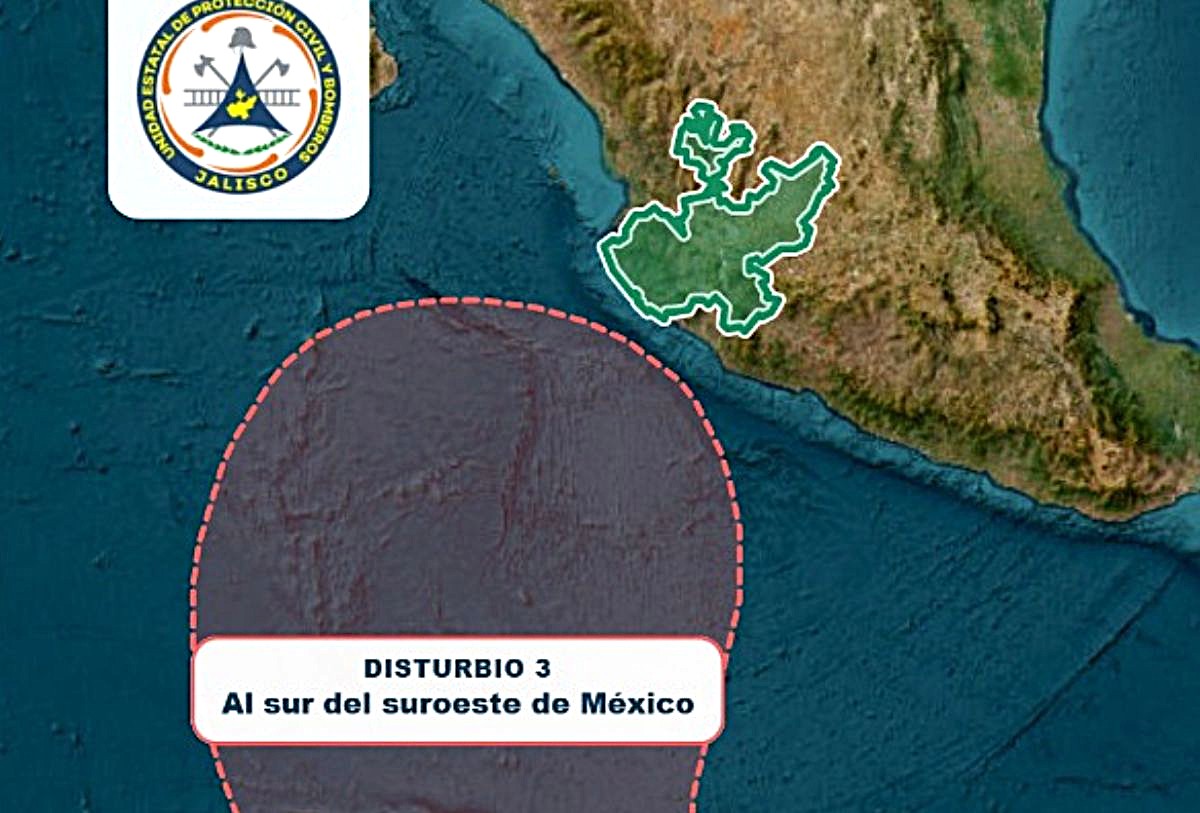 Mapa de ciclón tropical frente a Jalisco, septiembre 2026