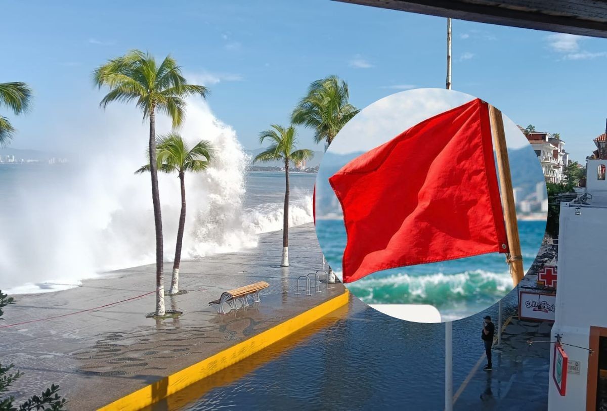 Bandera roja en playas de Puerto Vallarta