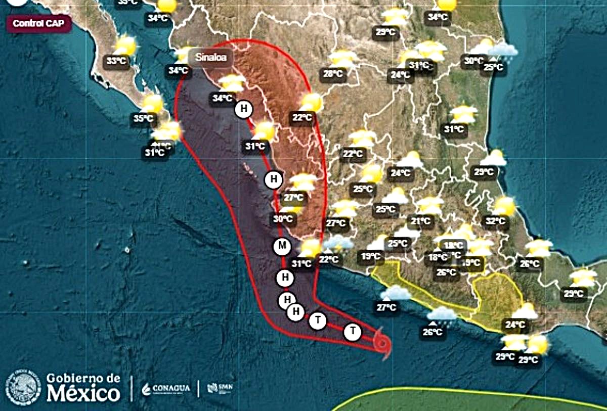 Mapa de trayectoria de "Simon", octubre 2026 en el Pacífico