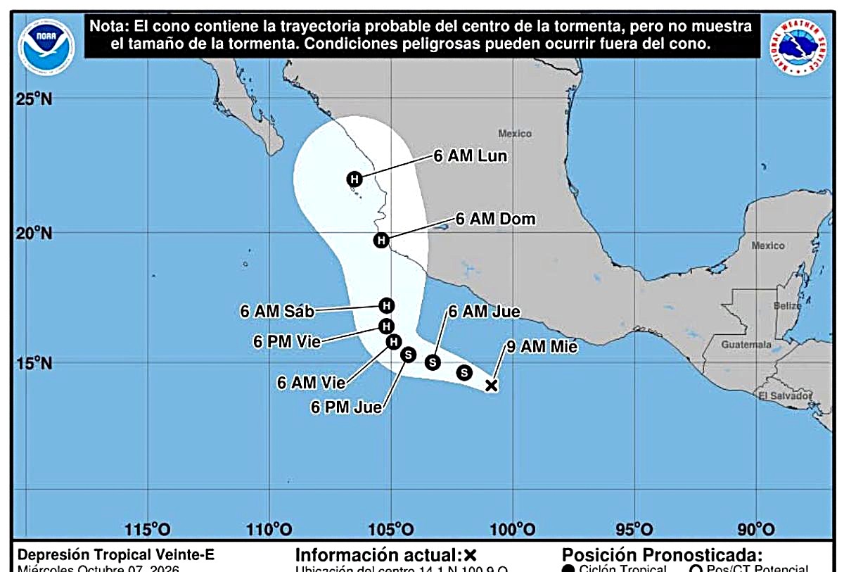 Depresión tropical será "Simon" en el Pacífico Mexicano